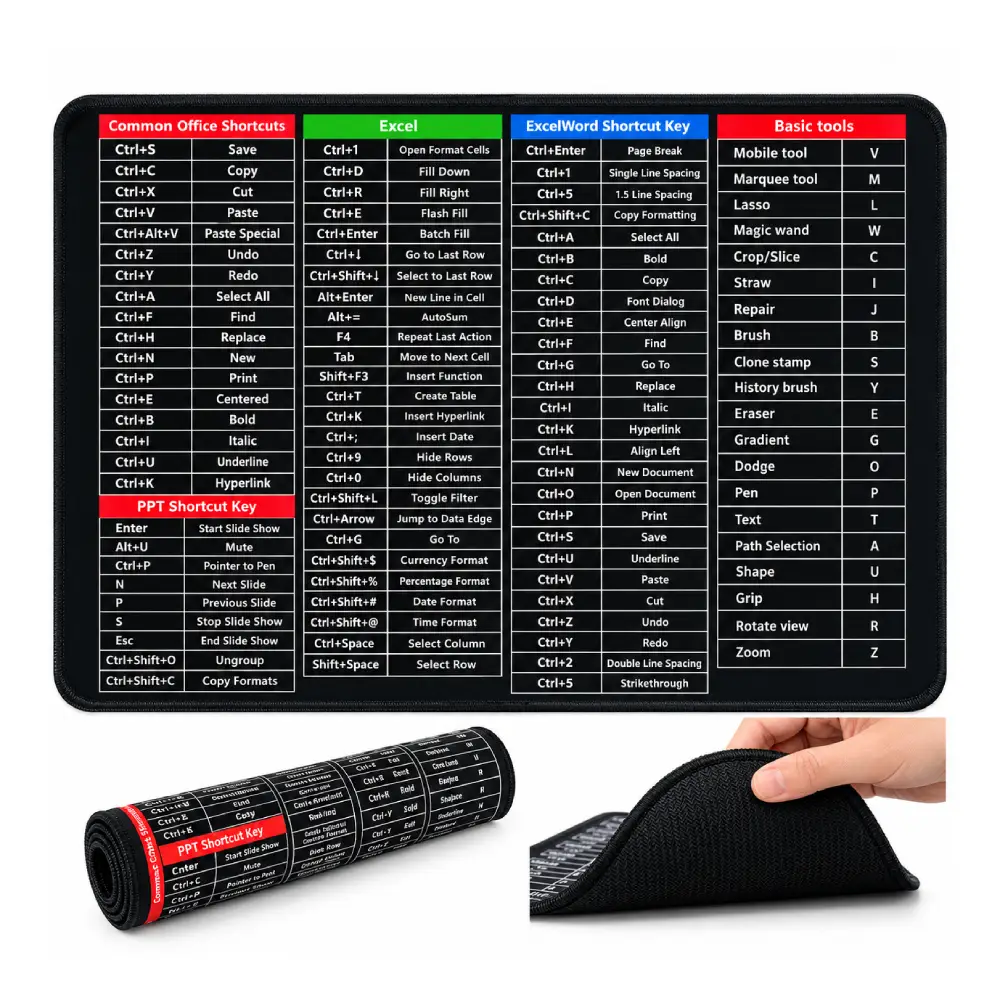 Mouse Pad Excel Shortcut Key 8.5" x 7" view 2